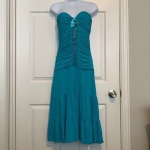 New Sky Sweetheart Aqua Dress with Diamond sequence. Size L